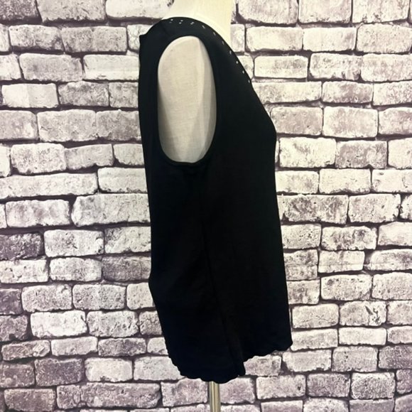 Finity Black Sleeveless Blouse W/ Stud Design Size 1X - Picture 6 of 7